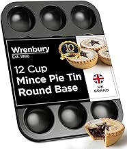 Wrenbury Mince Pie Baking Tray 12 Cup Shallow - Jam Tart Baking Tins - Commercial Grade Premium Non Stick Carbon Steel - Food Safe Easy Clean - Patty Tart Bun Tin