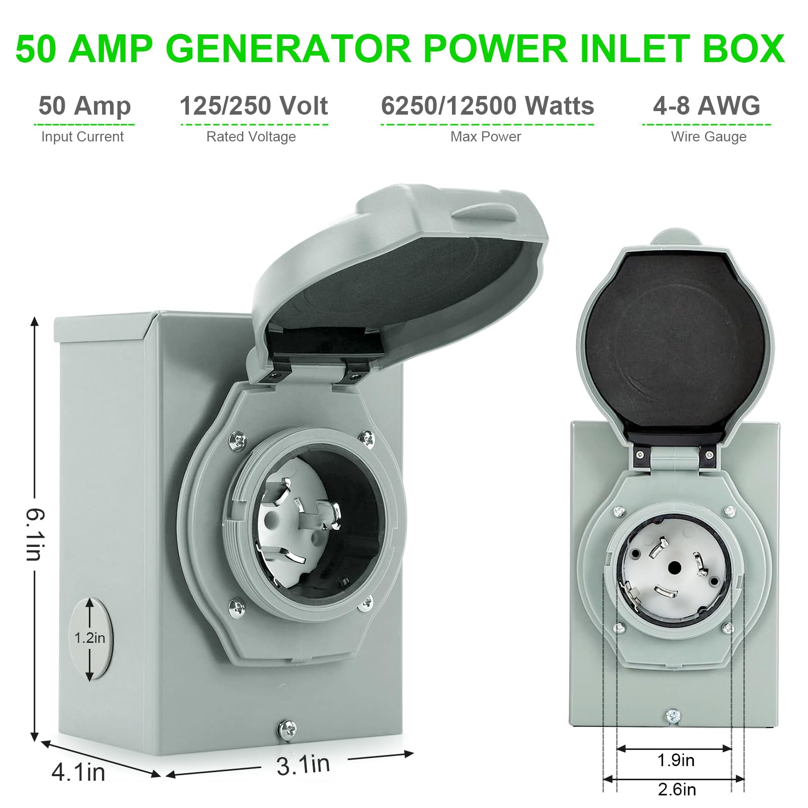 Generator For House 50 Amp Generator Power Inlet Box With Cord, NEMA ...