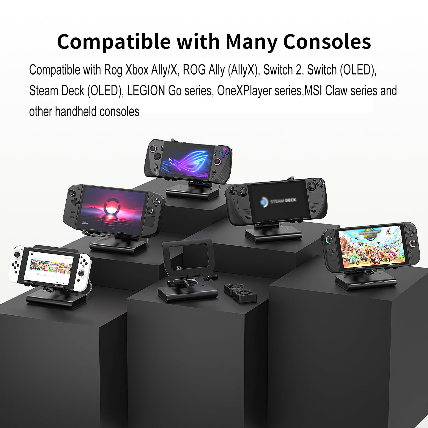 Docking Station Magnetica a Doppio Ventilatore 4K@144Hz – PD 100W e Gigabit per ROG Xbox Ally/X, ROG Ally/X, Switch 2/1, Steam Deck (OLED), Claw/Claw 8, LEGION Go e Serie OneXPlayer