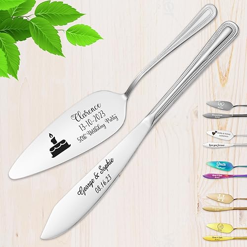 Miniatura 19 de Juego personalizado de corte de tartas grabado personalizado para boda, boda, aniversario, cumpleaños, compromiso, Navidad, regalo del día de San