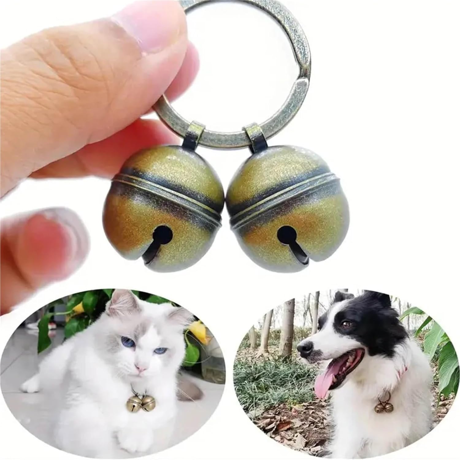 Dog Collar Bells 3pcs Loud Copper Pet Bell Collar Accessory Adjustable Attachment with Melodious Jingle Sound for Dog Cat(B)