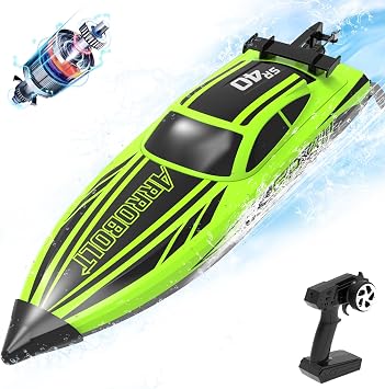 volantexrc Brushless RC Boats for Adults, 30+MPH Fast Remote Control Boat with 2 Rechargeable Batteries for Lakes, 30+ Mins Full Proportional Boats High Speed RC Boat for Adults 79705 Green