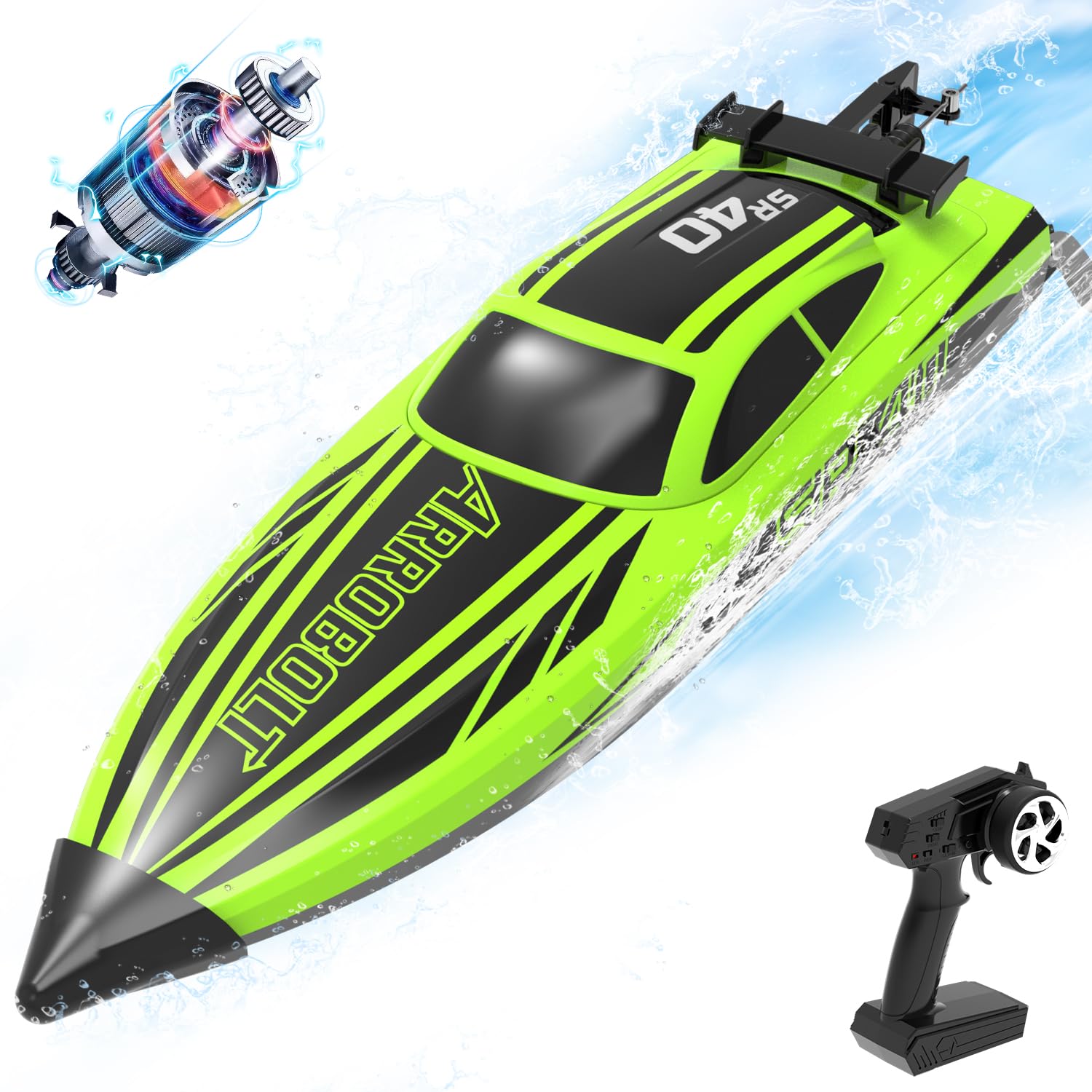VOLANTEXRC Brushless RC Boats for Adults, 30+MPH Fast Remote Control Boats with 2 Rechargeable Batteries for Lakes, 30+ Mins Full Proportional Boat High Speed RC Boat for Adults (79705)