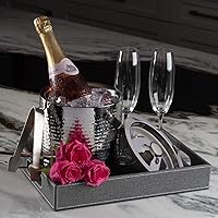 Vista 7 de Hammered Ice Bucket - Ice Bucket with Tongs - Insulated Ice Bucket with Lid - Double Wall Ice Bucket 3 Quarts - By Colleta Home