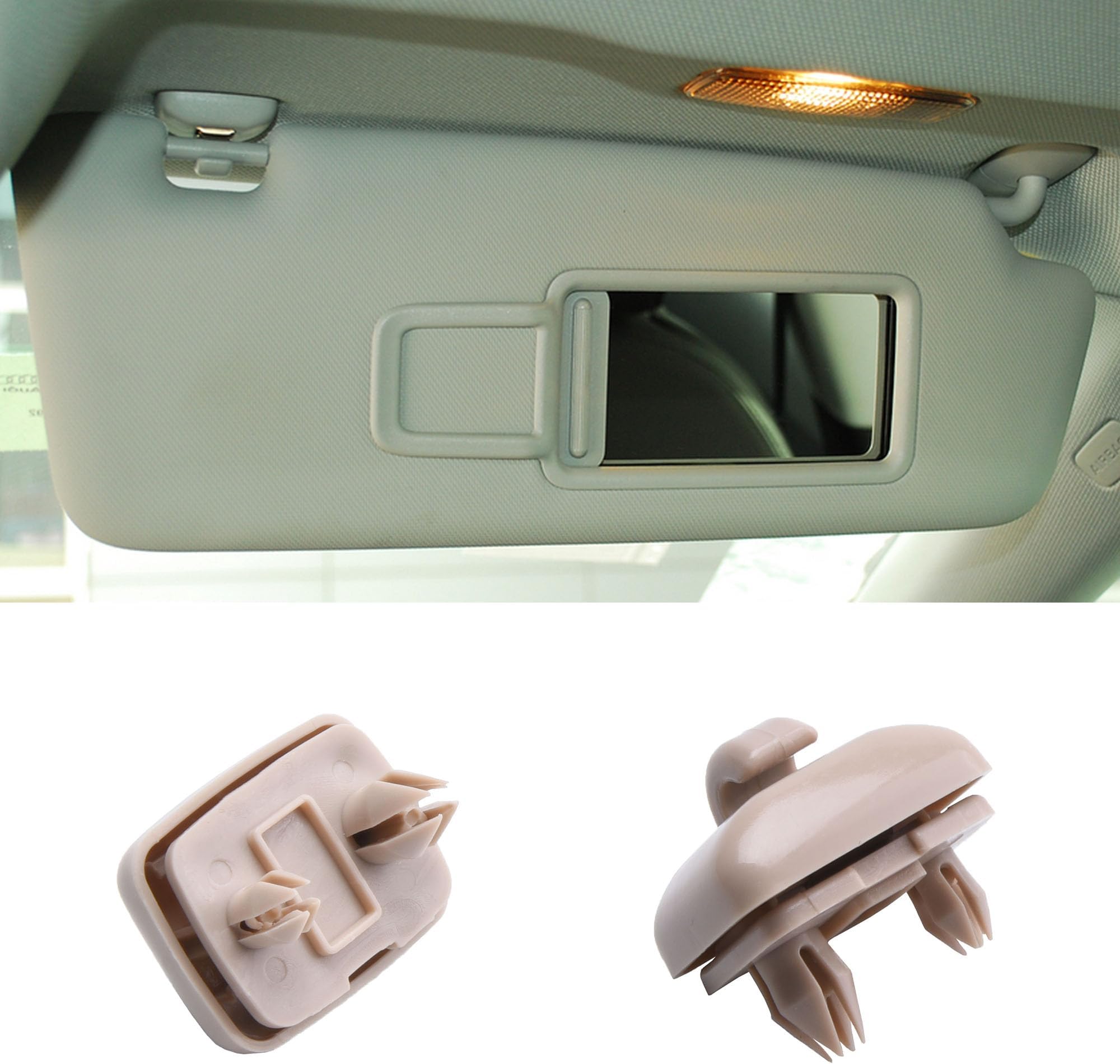 2PCS Inner Sun Visor Clips, Upgraded Car Visor Holder Hook Compatible with Audi A1 A3 A4 A5 Q3 Q5 S3 S4 S5 TT, OEM: 8U0857562A (Beige)