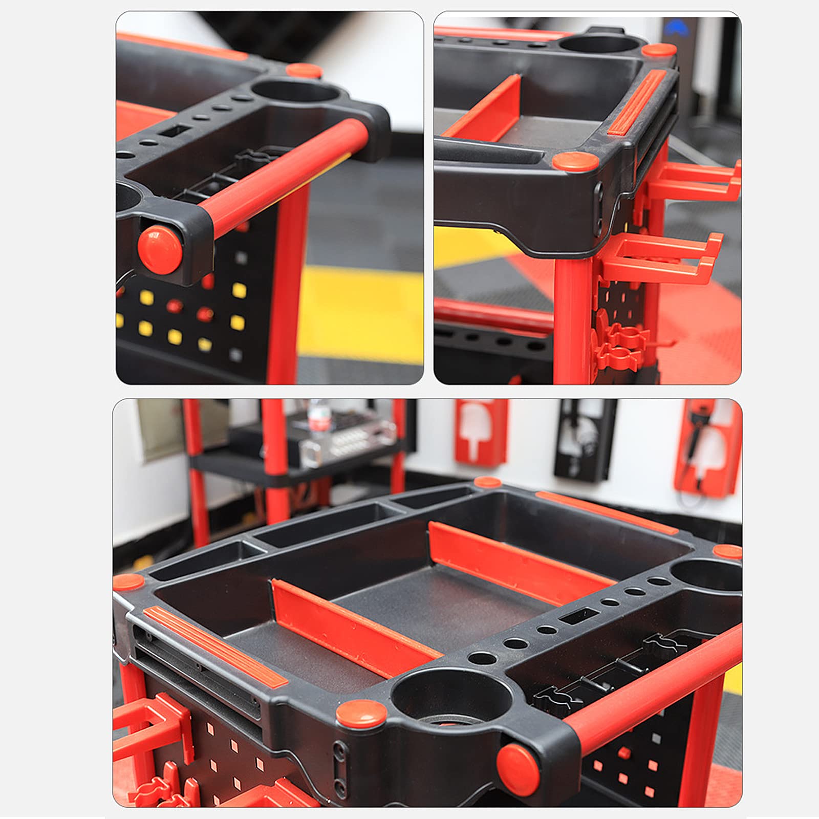 Amazon.co.jp: QuiExact ツールワゴン 3段 レッド 収納トロリー 洗車