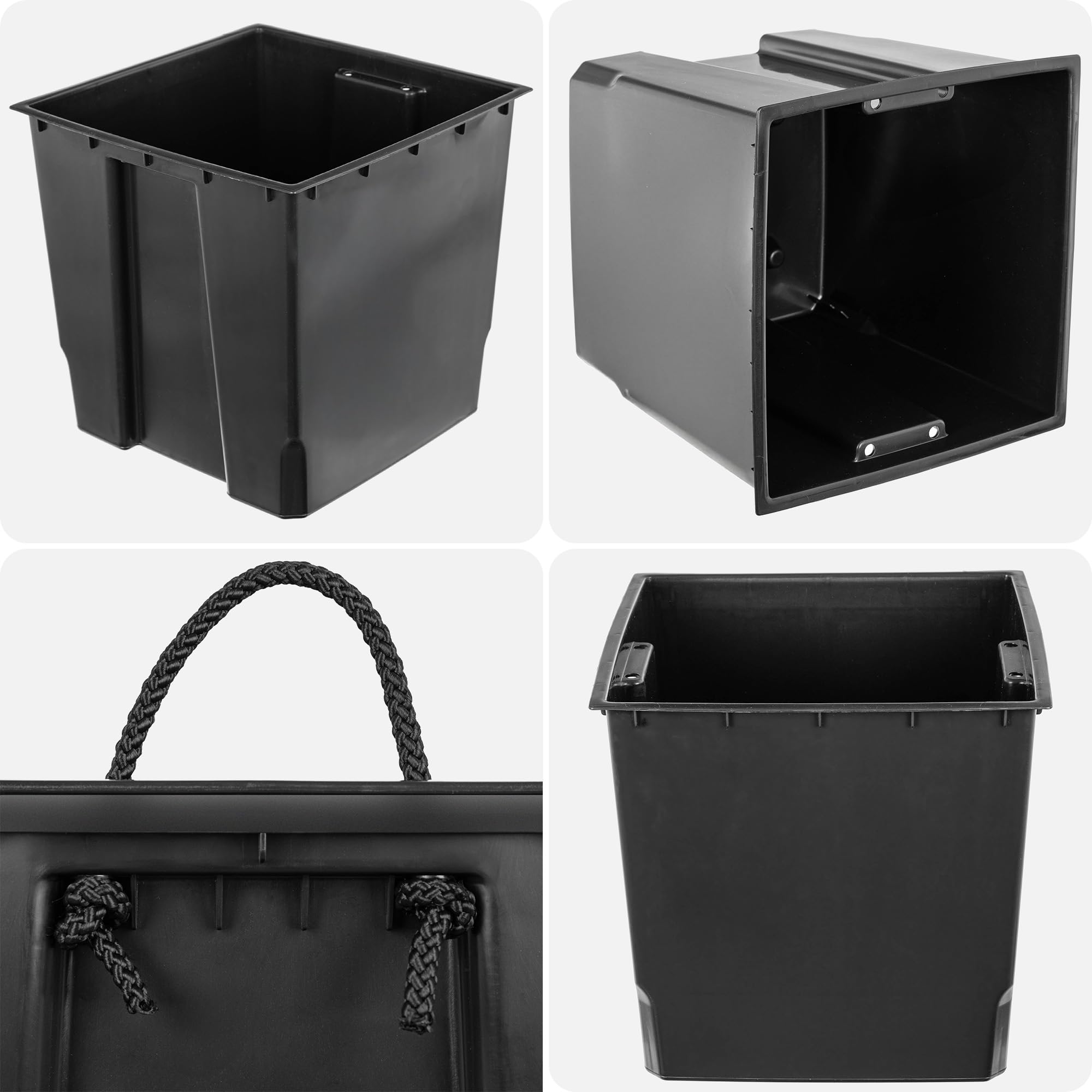 KADAX Maceta con ruedas, 39 x 40 cm, gran maceta de plástico con aspecto de madera, maceta cuadrada con inserto para interiores y exteriores (marrón)