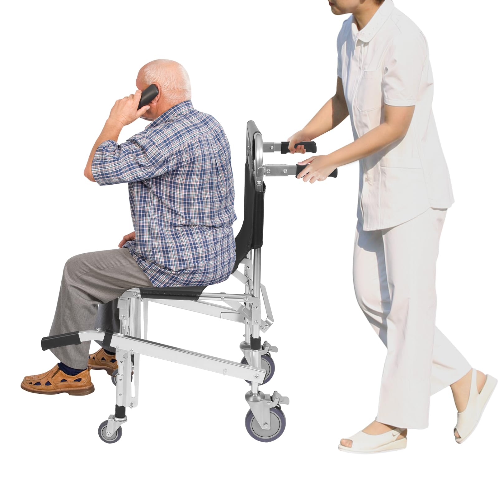 Silla de ruedas plegable para subir escaleras,Silla plegable de escaleras de emergencia,Silla de escalera de transporte plegable,Capacidad de carga máxima: 160 kg, para hogares de ancianos, bomberos
