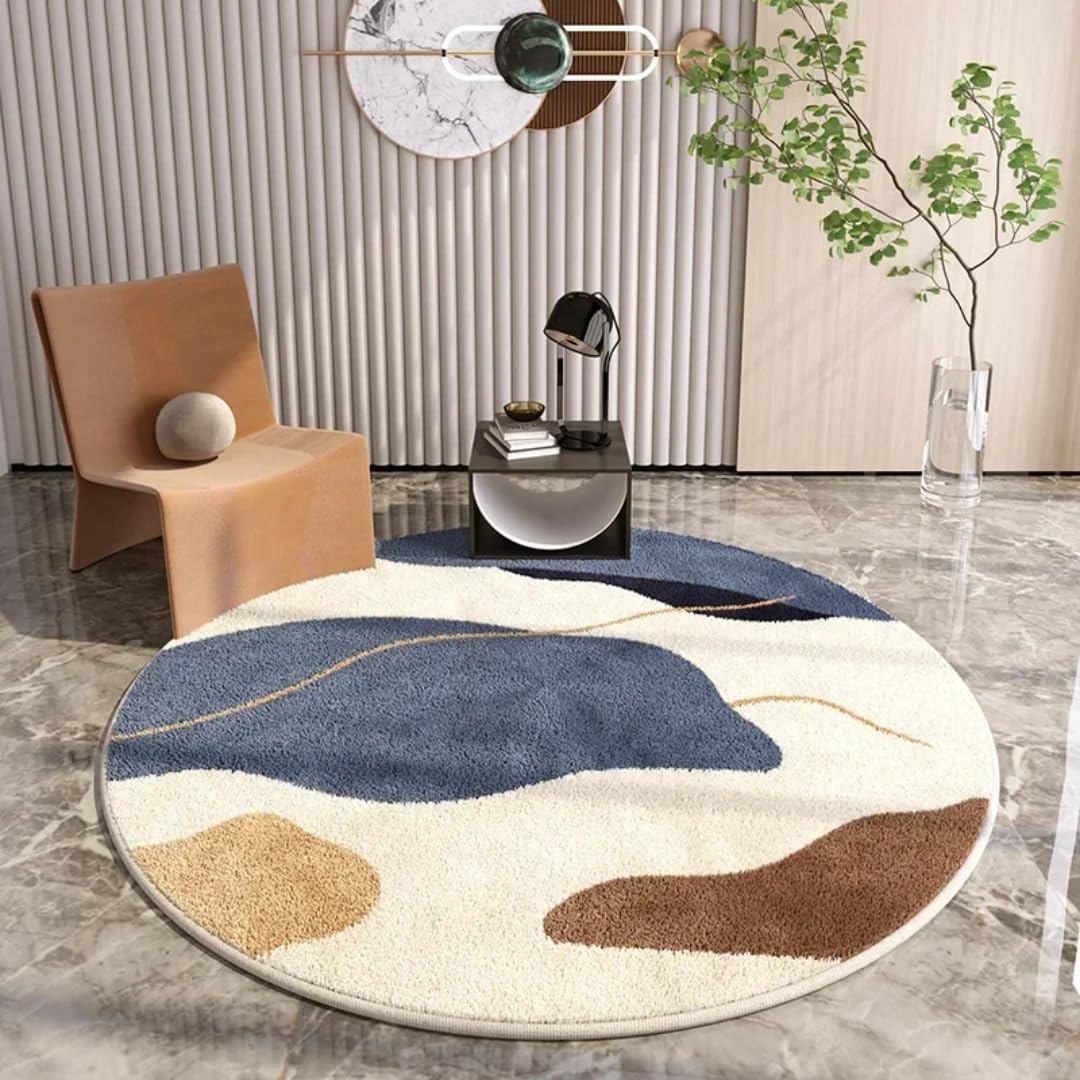 Tapis rond léger et luxueux crème 180x180cm | Décoration de chambre cosy
