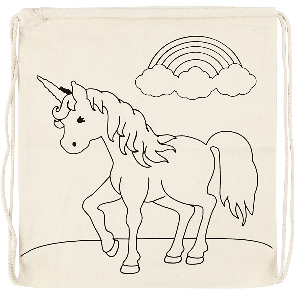 Drawstring Bag, size 37x41 cm, 110 g/m2, light natural, unicorns, 1pc