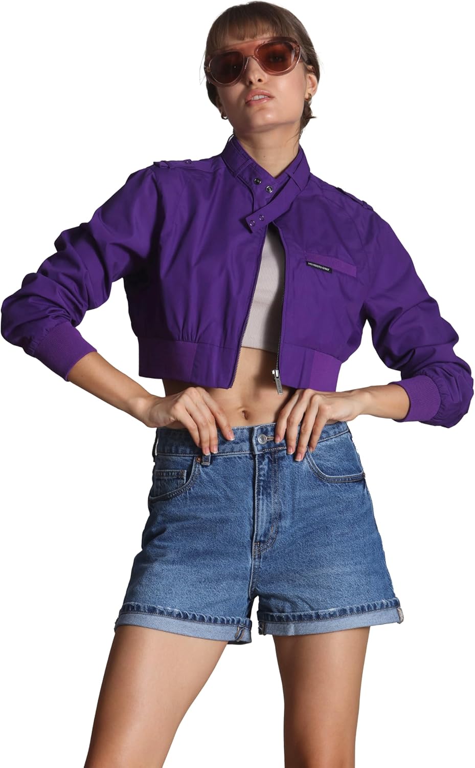 Members Only Mini Cropped Jacket Women Trendy Racer Jacket