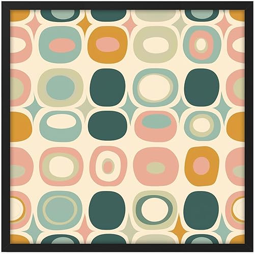 Ethan Taylor Abstract Wall Art Prints Unframed Square Posters 'Retro 70s Hippie Groovy Pattern XII' Retro Home Décor for Living Room, Bedroom,