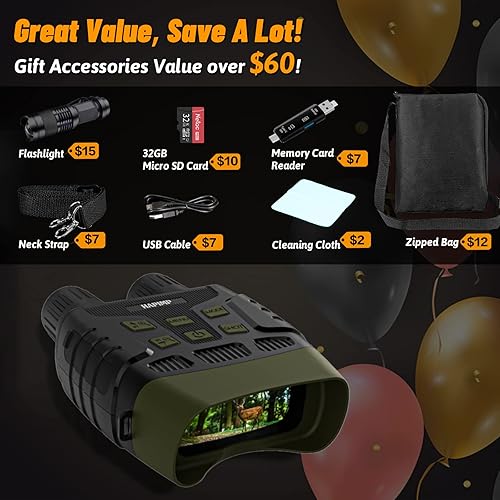 Miniatura 3 de HAPIMP Gafas de visión nocturna binoculares de visión nocturna de 1080P que ven 984 pies en 100 oscuridad para caza de visión diurna y nocturna