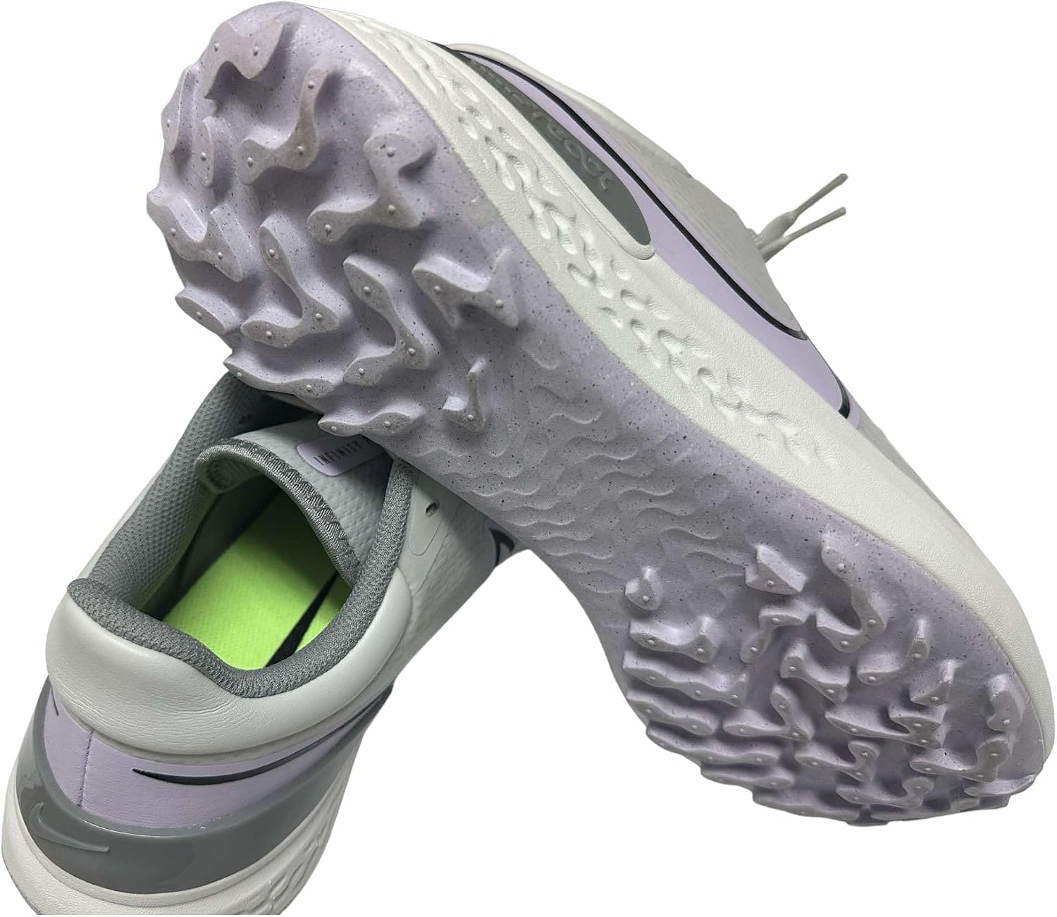 Nike Men's Infinity Pro-2 Wide Fit Spikeless Golf Shoes Photon Dust/Black/Violet Frost #DM8449-005 - Size Men's 10.5