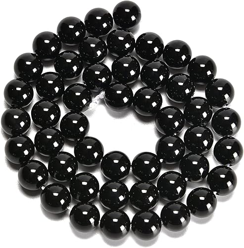 Miniatura 2 de Cuentas sueltas de ónix negro liso redondo natural Gematone de 0.236 pulgadas para la fabricación de joyas DIY hallazgos en 1 hebra de 15 pulgadas