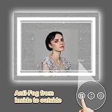 ISTRIPMF 40 x 32 Inch LED Bathroom Mirror, Front Light and Backlit Anti-Fog Dimmable Memory Lighted Vanity Mirror, Shatterproof Wall-Mounted Led Mirror for Bathroom