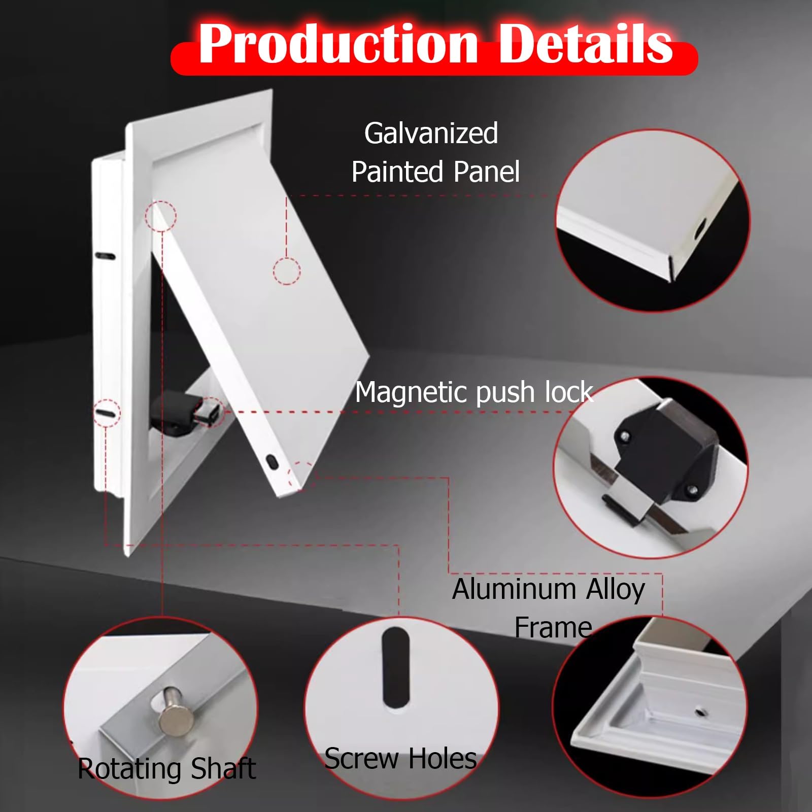 Panel de Acceso Escondido Yeso Panel de Acceso Personalizable para Paneles de Yeso, Puertas Invisibles para instalaciones eléctricas y de fontanería(White,40x40cm/15.7x15.7inch)