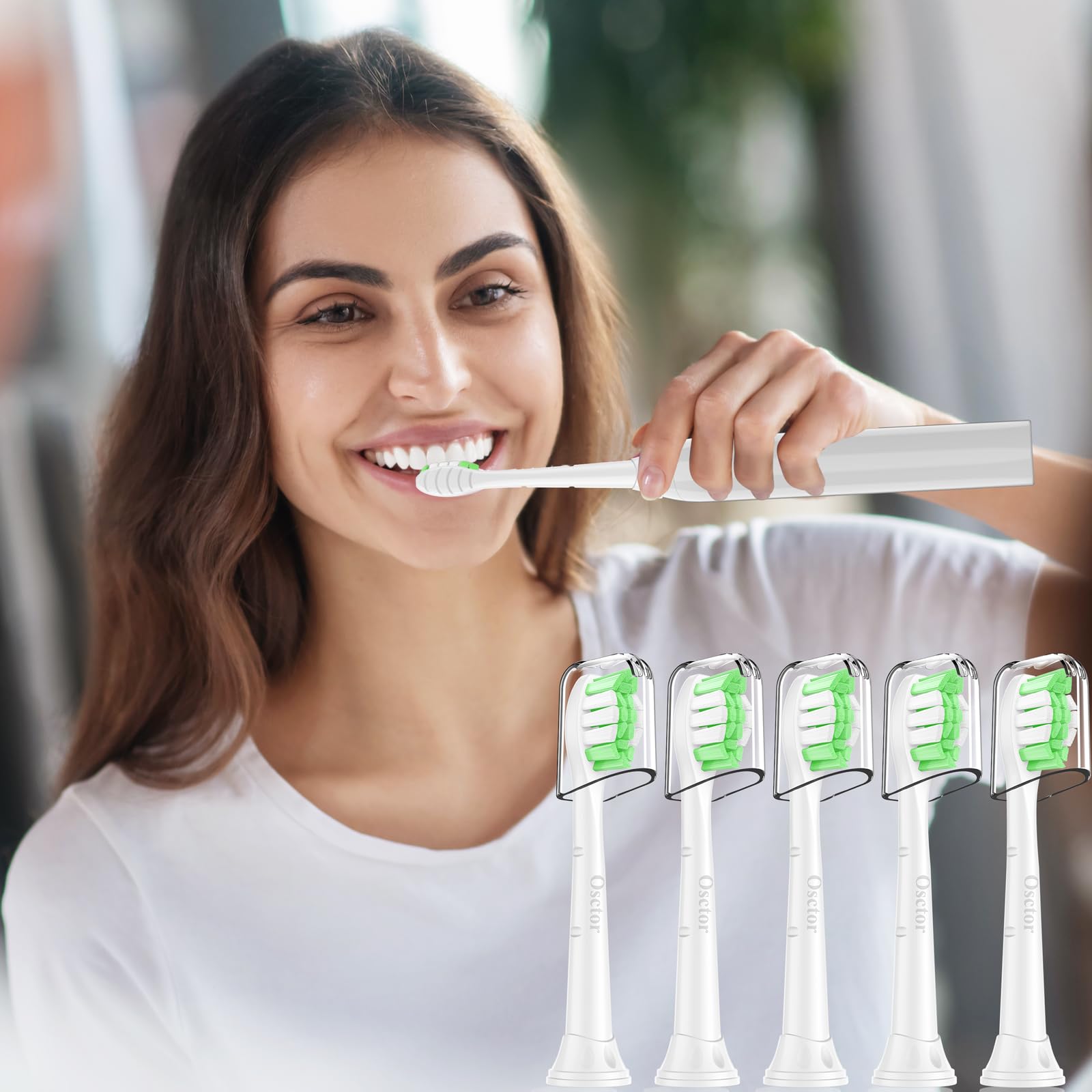 Compatible con cabezales de repuesto Sonicare, cabezales de cepillo de dientes de repuesto compatibles con Philips Sonicare, cabezales de cepillo de dientes eléctricos Click on, paquete de 10, | Cabezales de cepillo de repuesto compatibles con cepillo de