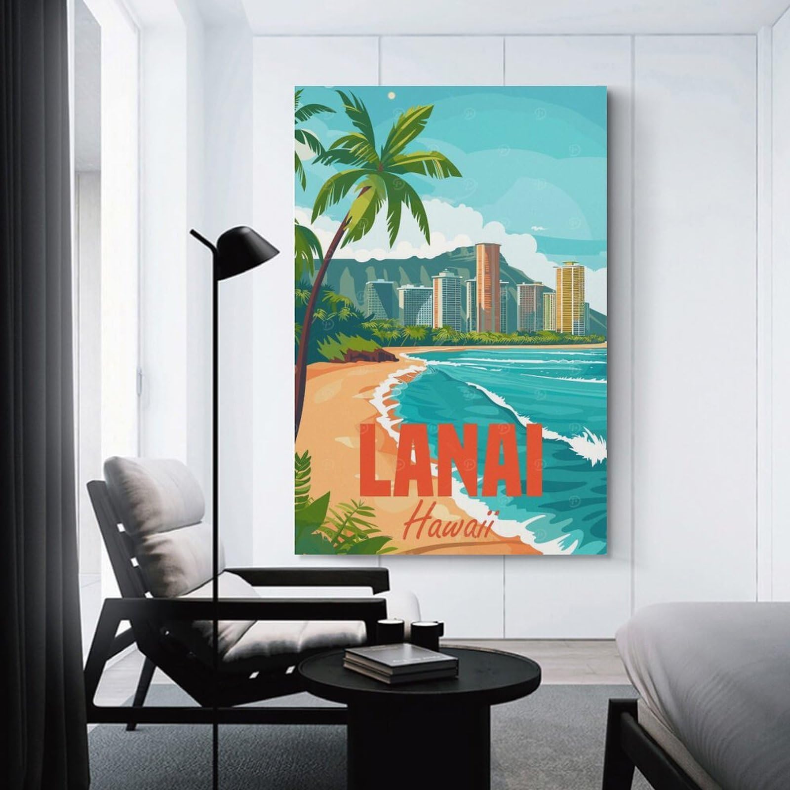 Junmoney Room Decor Wall Art Lanai Island Hawaii, 16x24inch(40x60cm), for Wall Displays, Bedrooms Or Room Updates, A Versatile Canvas Print for Layering