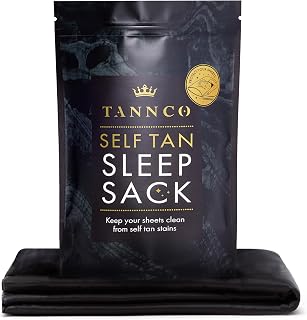 Self Tan Sleep Sack - Keep Sheets Clean from Self Tanner Stains - Zipper for Easy Access - Tanning Lotion Stays On You and Not Your Self Tan Sack - Lightweight Breathable Material - (Black)
