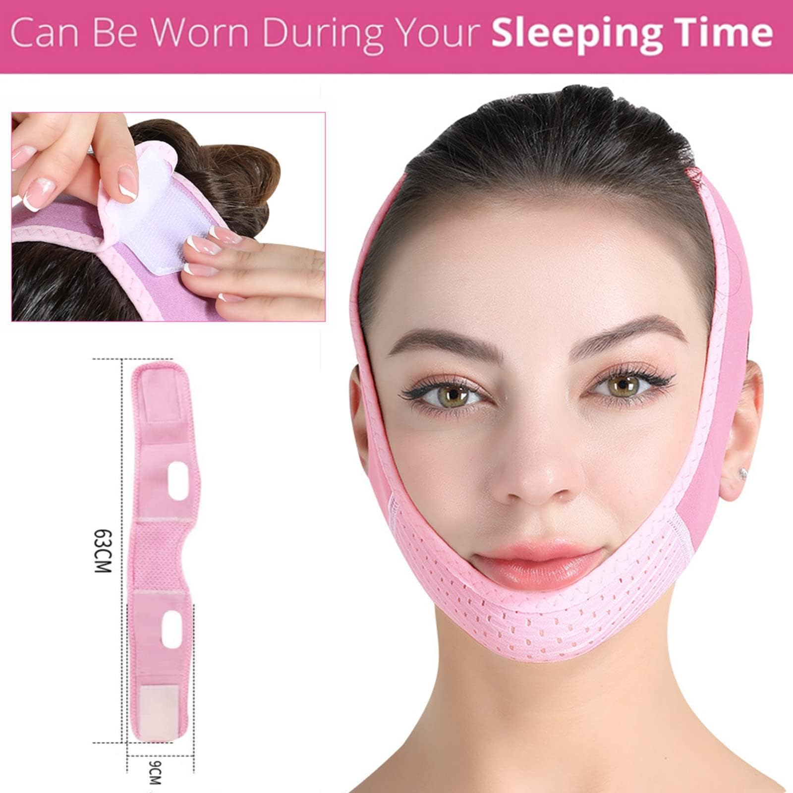 V Line Lifting Máscara Correa,Vendaje Cinturón de Estiramiento Facial, Reductor de Barbilla Doble Reutilizable, para Línea de la mandíbula, Levantamiento y Adelgazamiento de la Barbilla