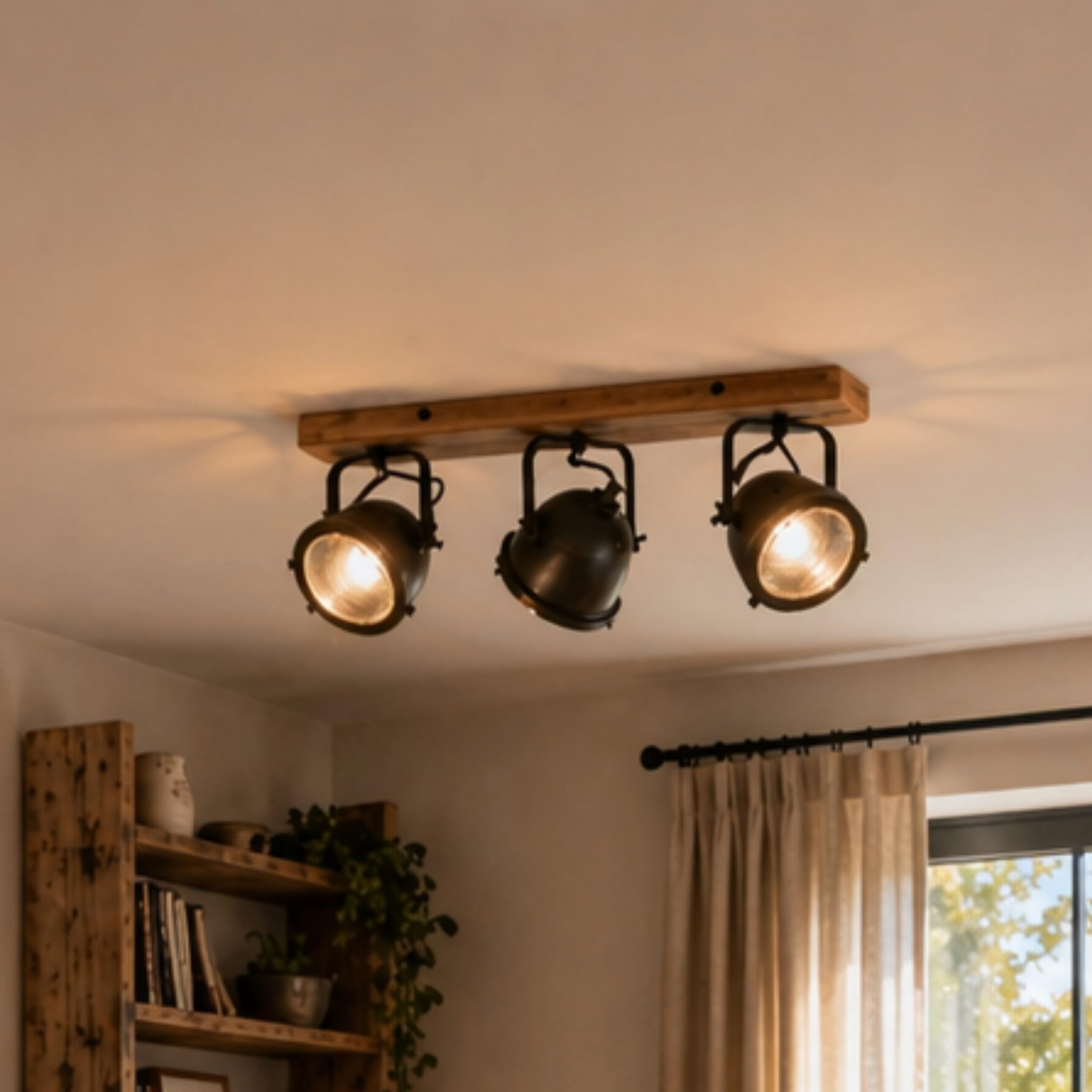 Lightbox Deckenstrahler 3-flammig, Vintage-Look, E27 Leuchte | Schwenkbare Spots fürs Wohnzimmer, Schlafzimmer und den Flur, nostalgischer Charme fürs Zuhause