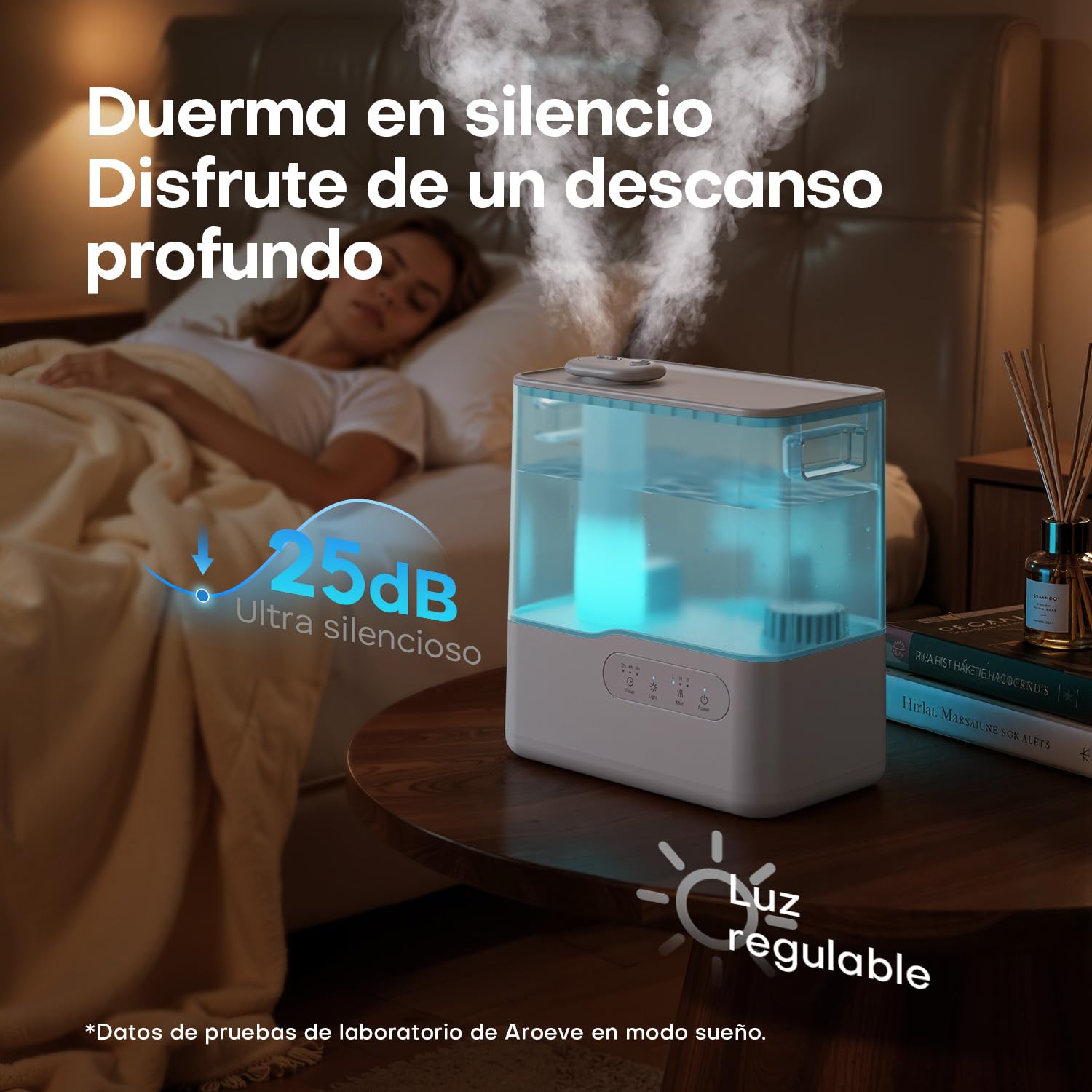 AROEVE Humidificador de Aire 5L Ultrasónico Top-Fill Niebla Fría 36H 25dB Silencioso