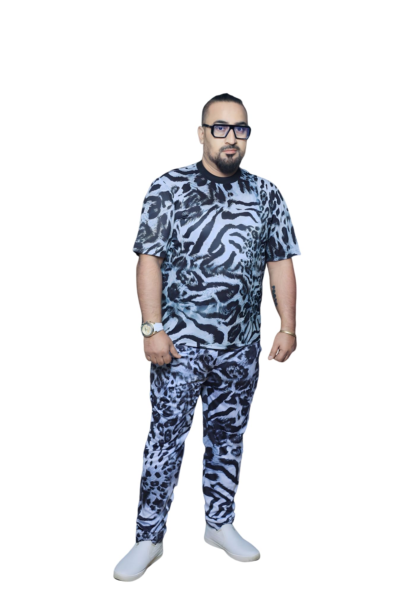 curvshape Men’s Lycra Tiger Print Co-ord Set | Digital Print T-Shirt & Pant | Stylish & Casual Wear-picture-10