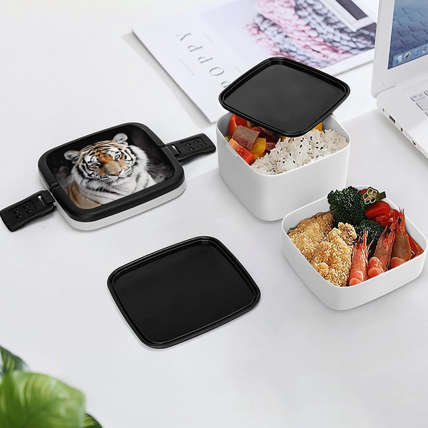 Adults Lunch Box Adult Bento Box Stackable Bento Box BPA-Free A Tiger Lunch Box Food Container Ideal for Meal Prep, Work, And On The Go