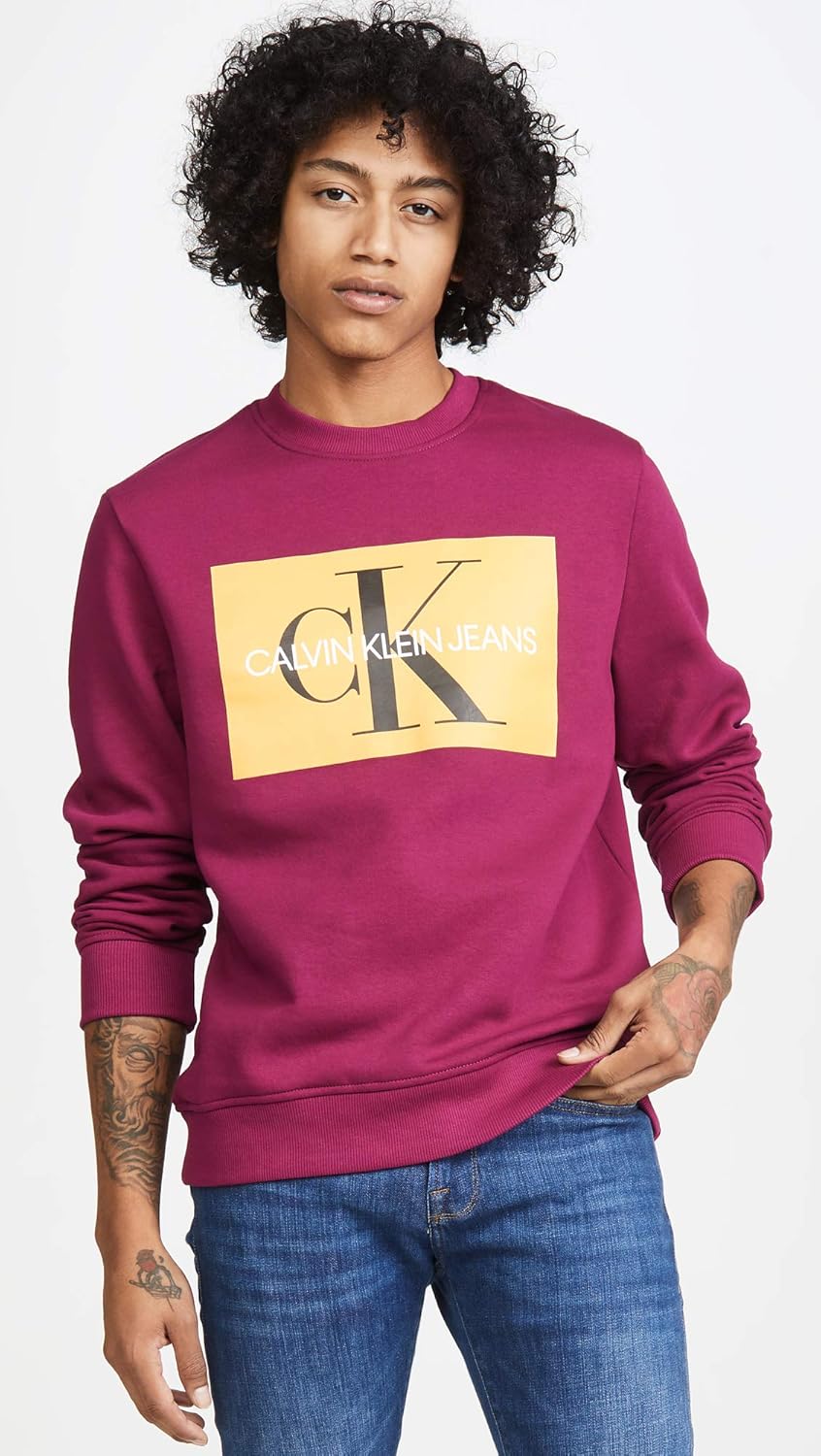 Calvin Klein Men's Monogram Logo Crew Neck Sweatshirt XX-Large Beet Red