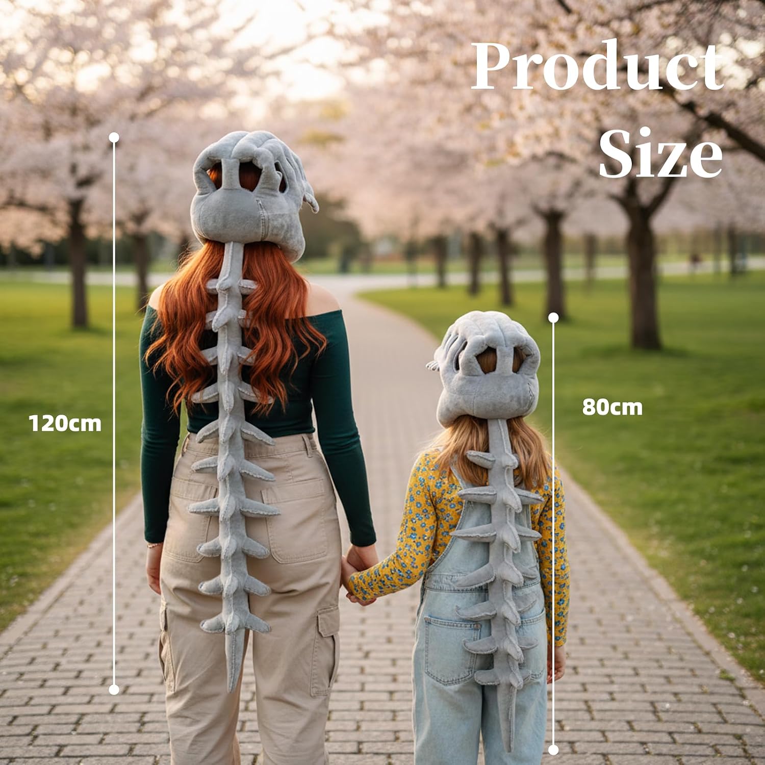Dinosaur Skeleton Plush Costume, 3D Skull & Spine for Halloween, Cosplay & Themed Play