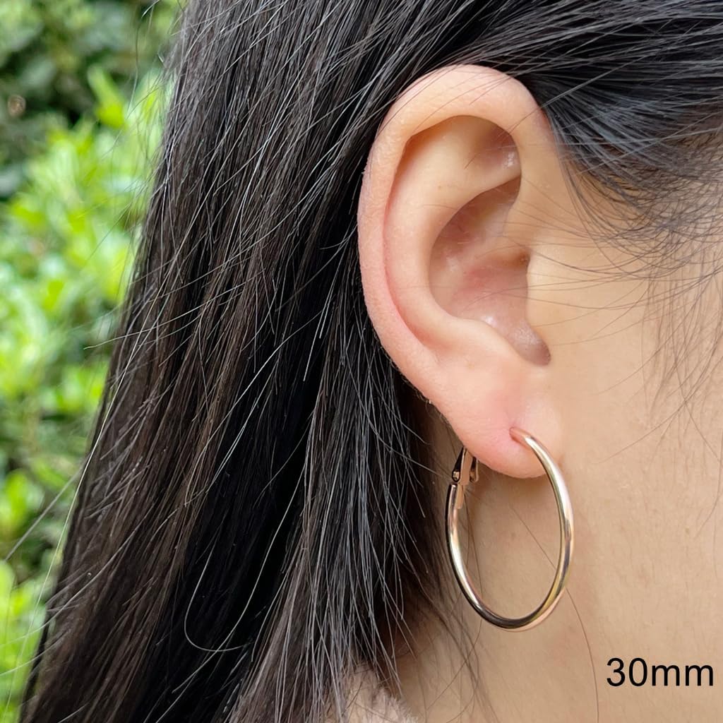 Newless 4 Pairs Large Hoop Earrings for Women, Stainless Steel Earring Set Gold Silver Rose Gold Black Lightweight Hoops - Image 6