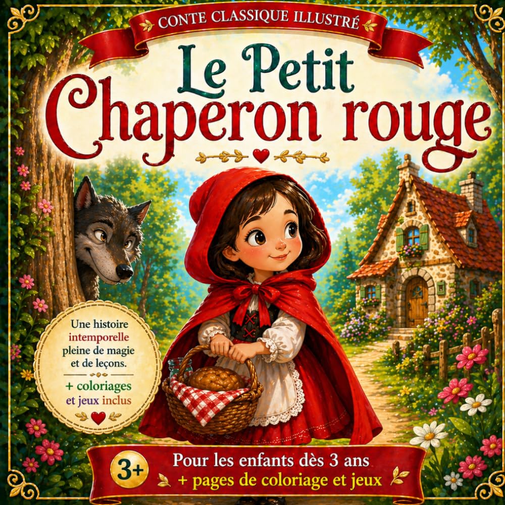 Le Petit Chaperon rouge: Histoire du soir illustrée – Conte classique pour enfants avec morale éducative (3 à 6 ans)