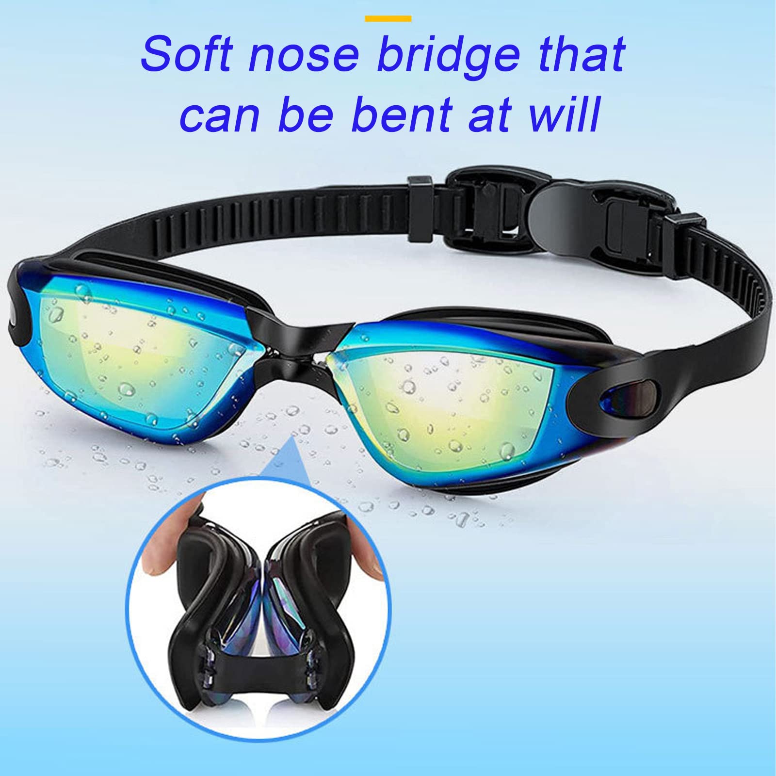 Gafas de Natación Anti-vaho Con Protección UV Para Hombres, Mujeres y Adultos - Incluye Gorro, Clip de Nariz y Tapones Para Oídos