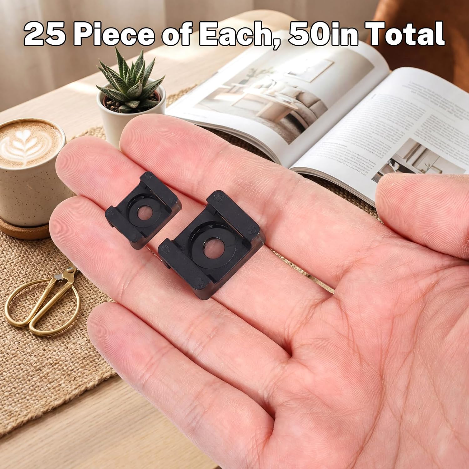 50 Pcs Zip Tie Mount 2 Size Wire Holder Cable Tie Mount Fix Bottom Wire Management Zip Ties with Screw Hole for Wires Management Baseborad Wall Desk