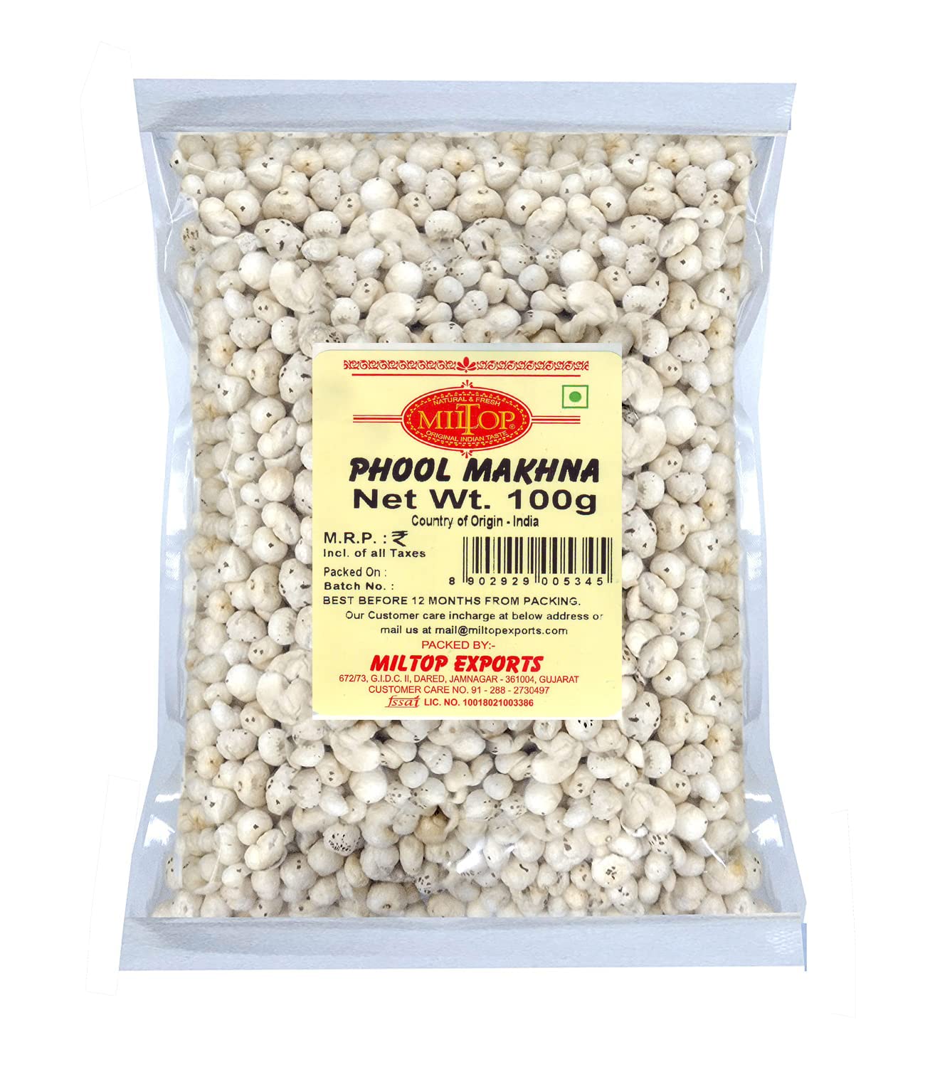 Miltop Fox Nuts (Phool Makhana) Lotus Seed 100 gm