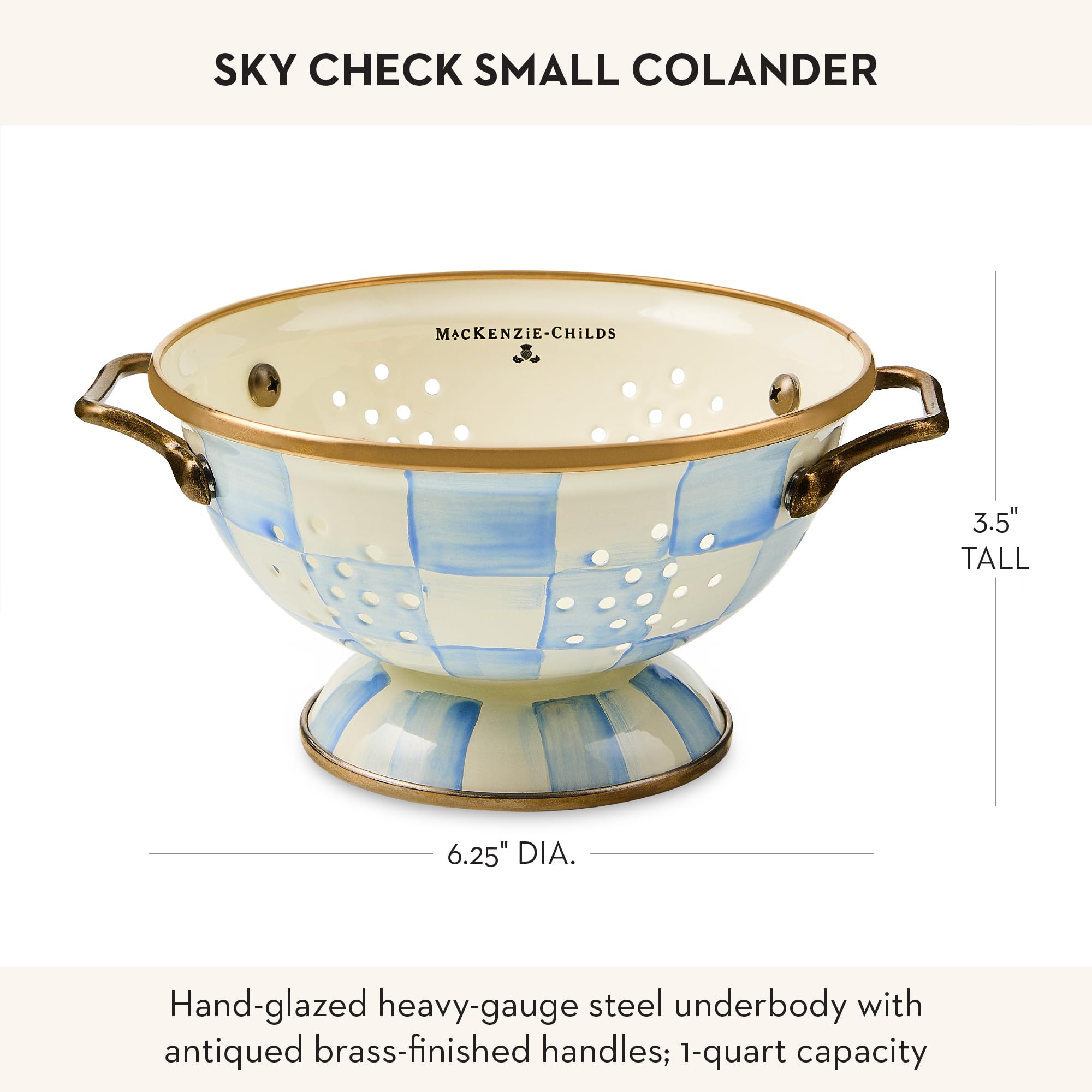 Amazon.com: MACKENZIE-CHILDS Enamel Colander, Small, Light-Blue