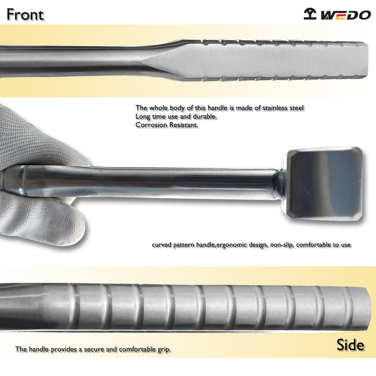 WEDO Stainless Steel Cross Pein Hammer 500g(1lb),Cross Pein Engineers Hammer with Flat Handle,Length 240mm,Corrosion Resistant - Image 4