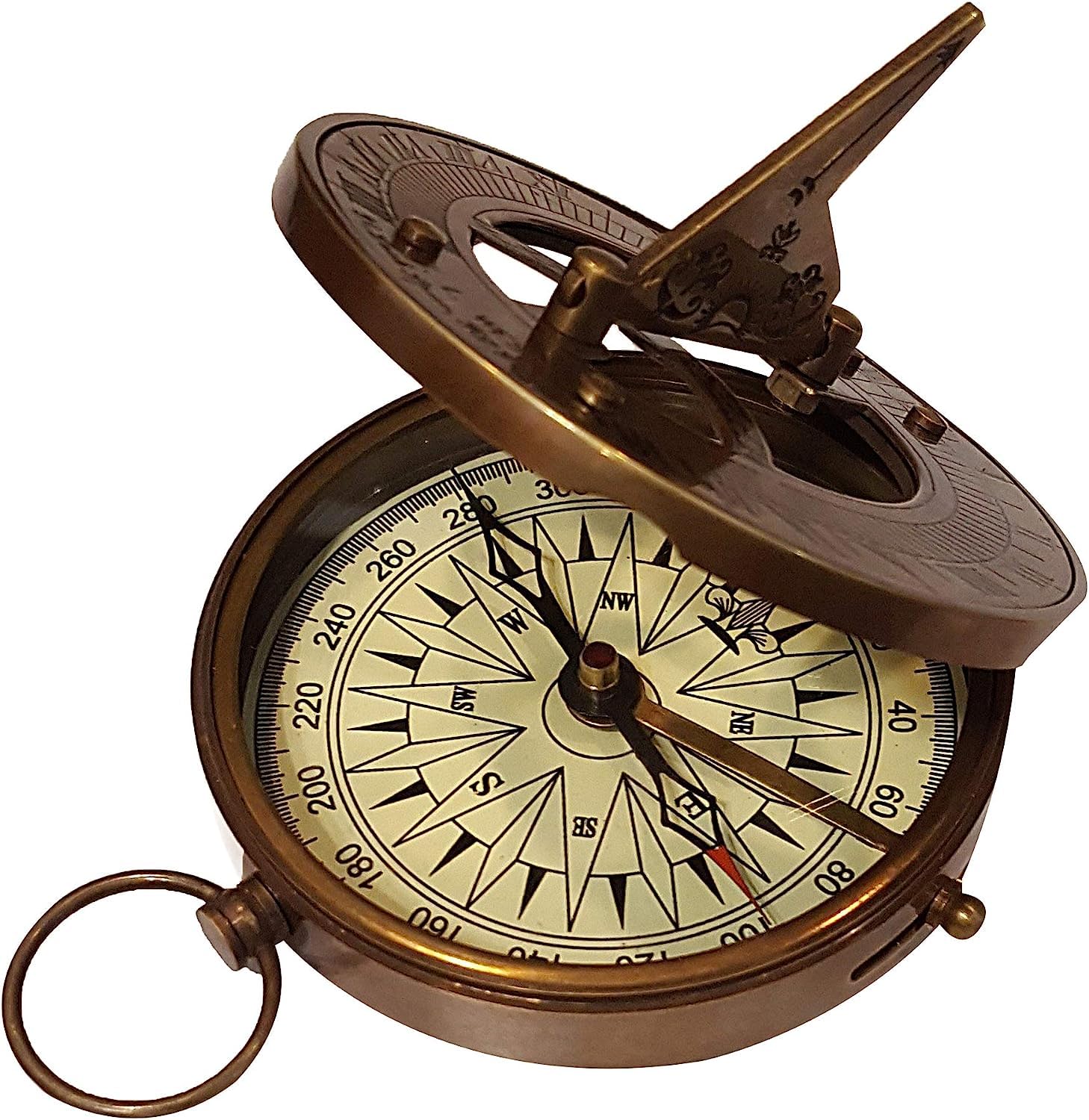 Generic Brass & Glass Nautical Sundial Compass, 3'' INCH, Engravable, Best for Hiking, Traveling & Gifting-image-48