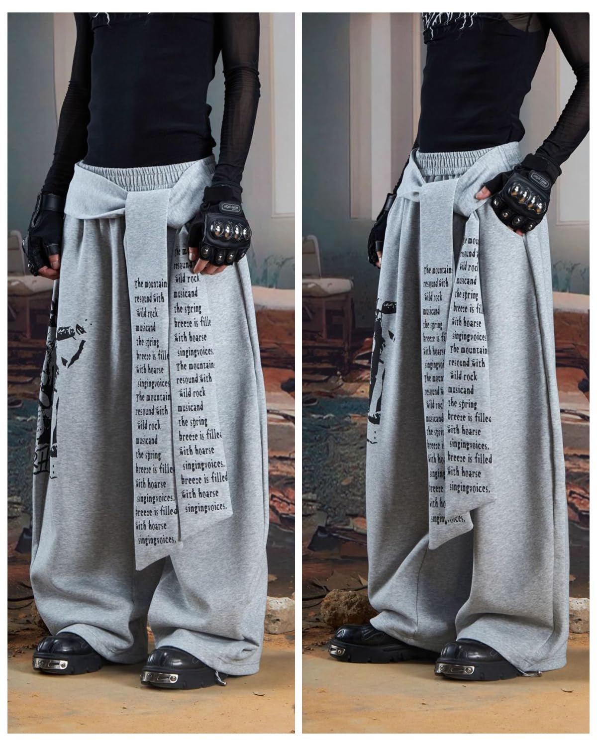 Skateboard Frog Pantalon Baggy Jambe Courbée Sweat Streetwear Y2K Imprimé