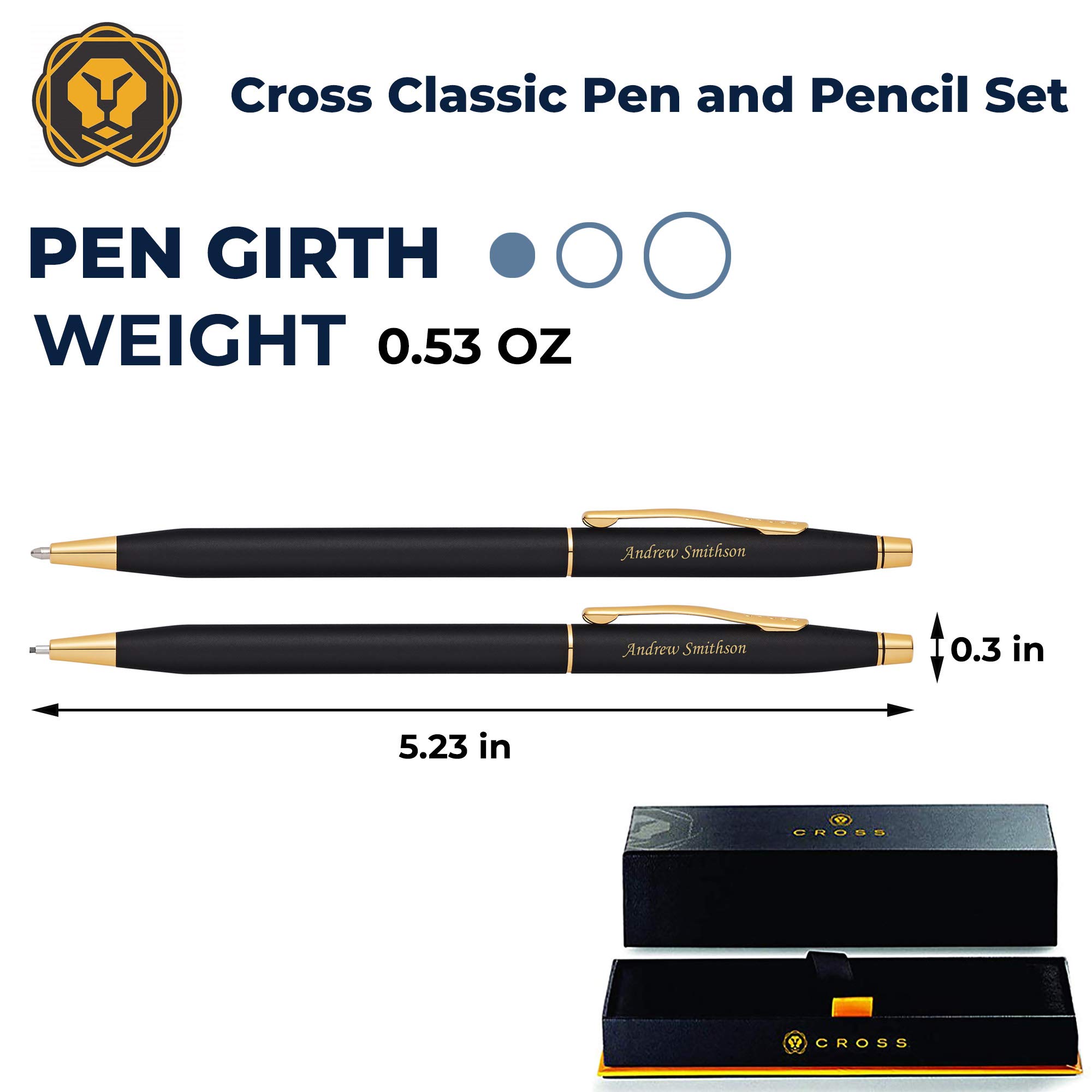 Engraved Cross Pen Set Personalized Cross Classic Century Black Pen