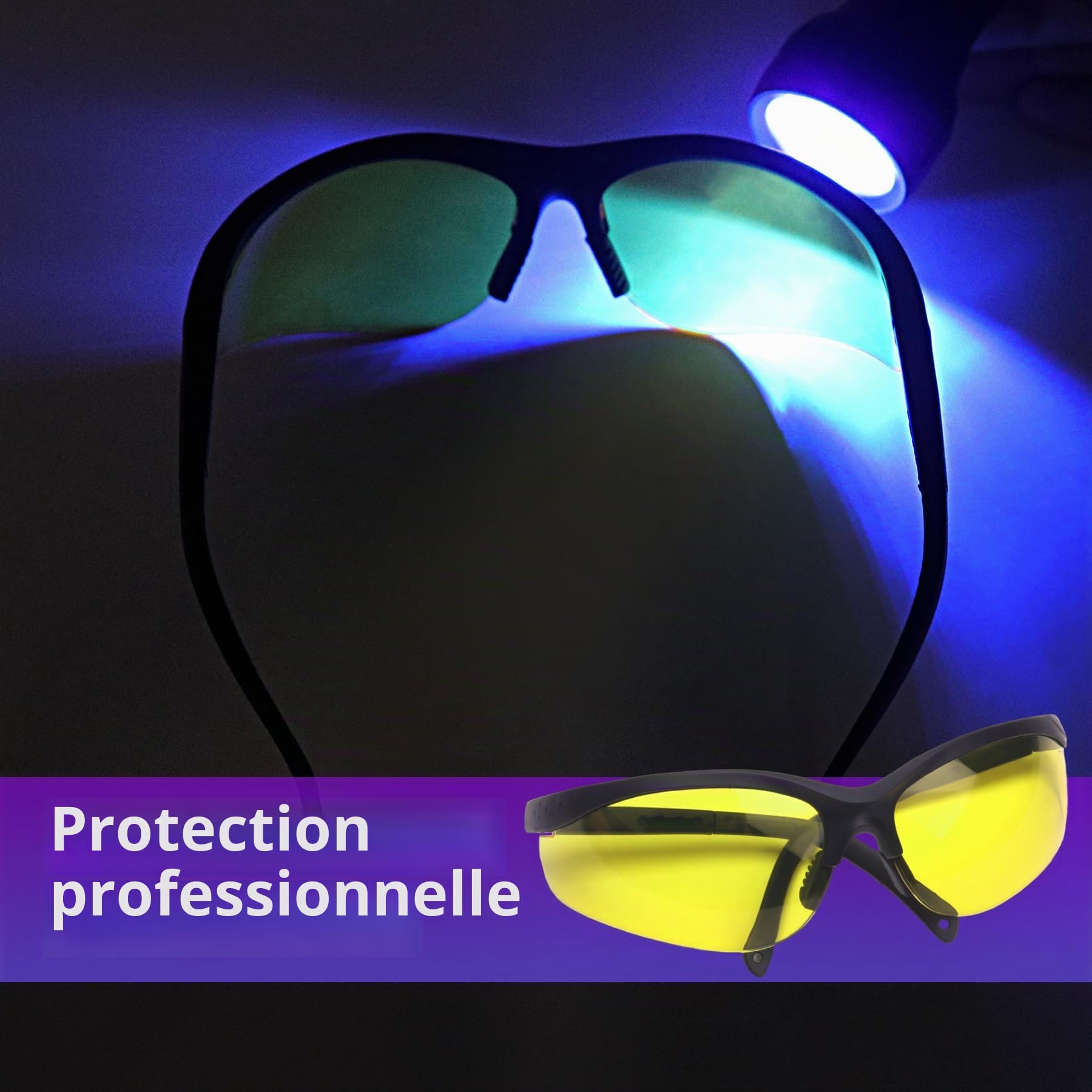 COSOOS Outil de détecteur de fuite de climatisation, Kit détecteur de fuite AC, Lumière UV pour détection de fuite de colorant UV AC, Détecteur de fuite de colorant d'huile avec lunettes de protection