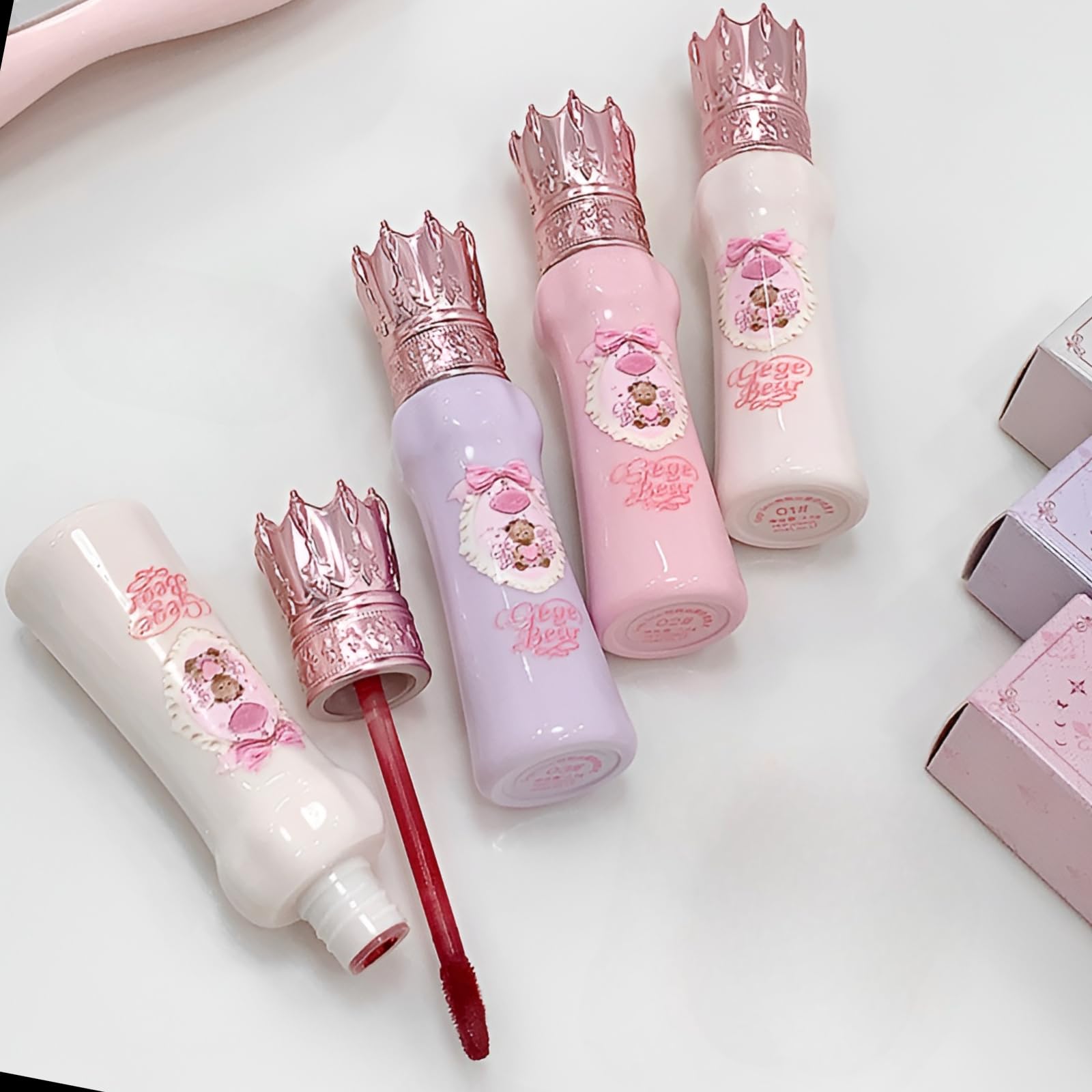 Gege Bear Cute Bear Silk Mist Cream Lip Mud | Satin Matte Finish | One-swipe bold color | Transfer-Proof & Rich Payoff | High Pigmentation | Hydrates Lips | Lightweight Liquid Lipstick-image-4