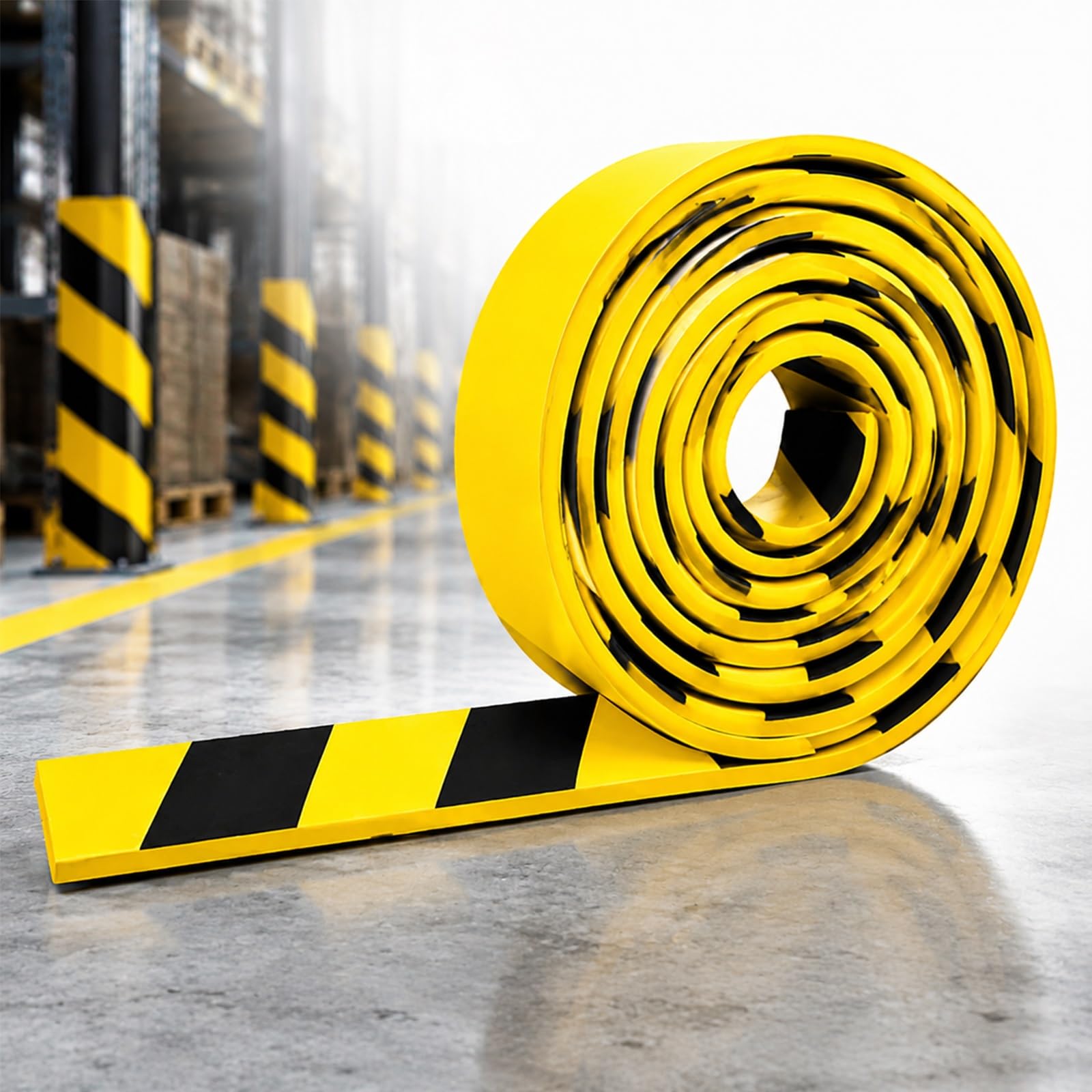 Heavy Duty Self-Adhesive Flat NBR Rubber Wall Edge Corner Guards 16.4ft, Yellow Black Safety Garage Wall Protectorr for Garage Warehouse Workshop