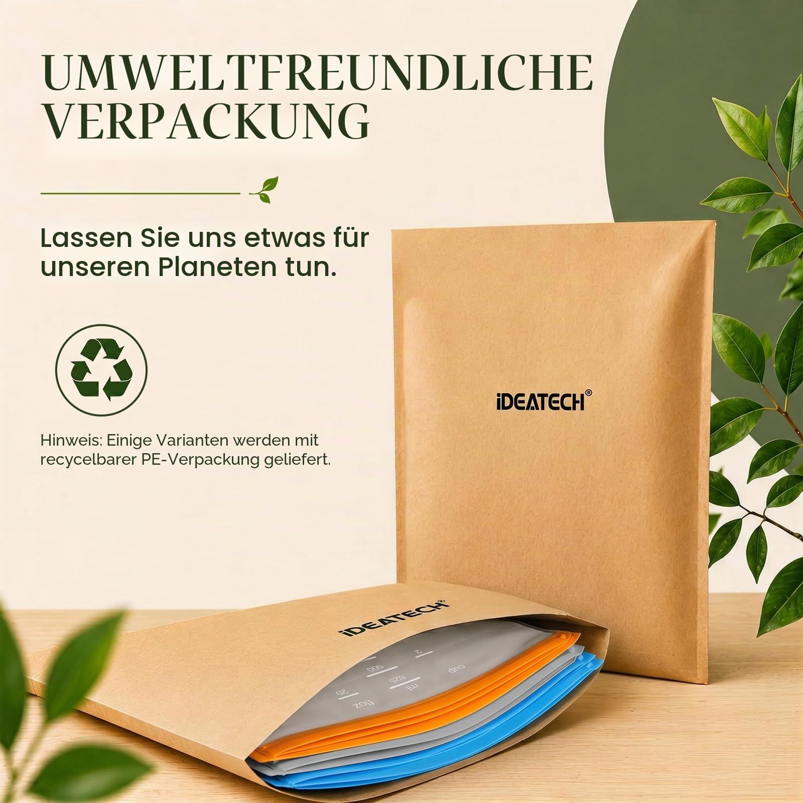 IDEATECH Wiederverwendbare Beutel, spülmaschinenfest, BPA-frei, wiederverwendbare Gefrierbeutel, stehend, auslaufsichere Silikonbeutel für Lebensmittelaufbewahrungsbehälter, Salat, Obst, Gemüse
