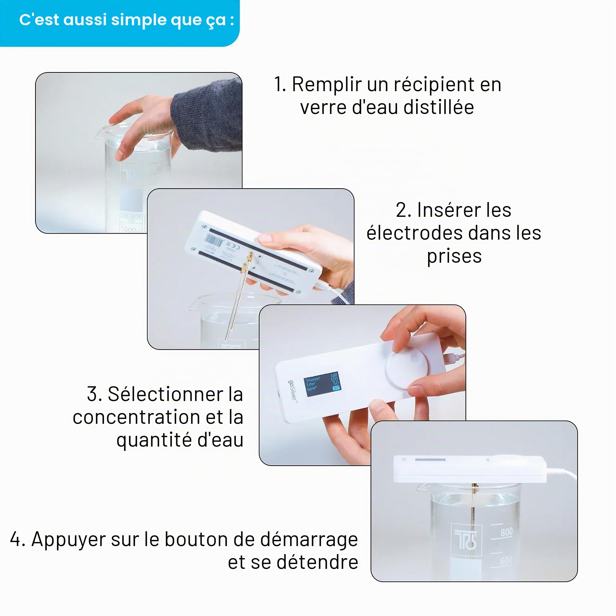Plus Set - Générateur d'argent avec écran, entièrement automatique (avec 1 paire d'électrodes argentées larges)