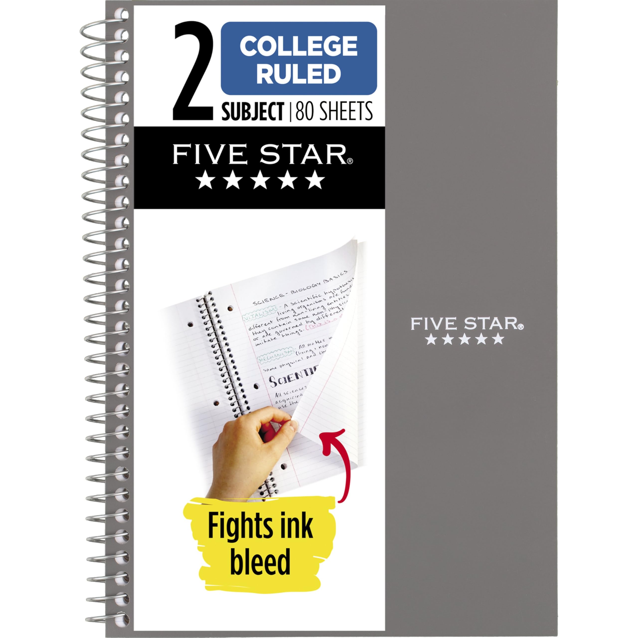 Amazon.com : Five Star Spiral Notebook, 2 Subject, College