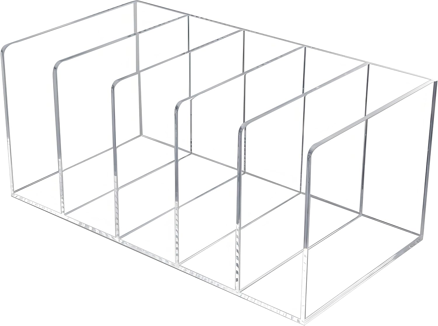Acrylic Magazine File Holder with 5 Vertical Compartments, Clear Desk Organizer and Magazine Storage Rack File Organizer Bookshelf for Office Desktop Accessories, Home Workspace