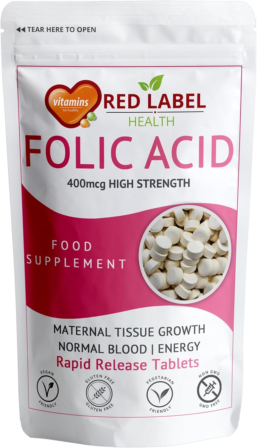 Folic Acid Pregnancy Tablets 400 mcg, 365 Vitamin B9 Tablets (1 Year
