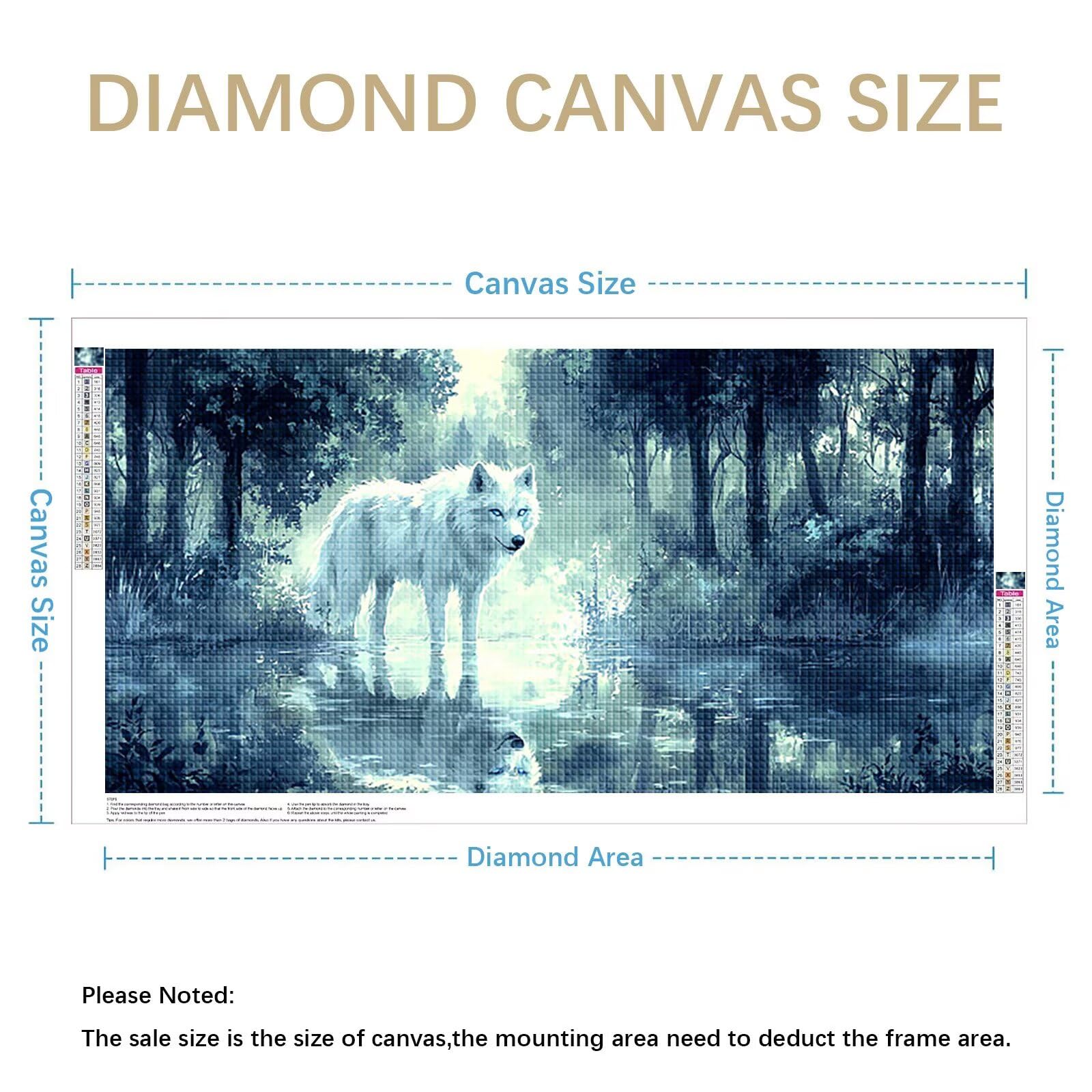 Diamond Painting Grande 120x60cm Animal Diamond Painting Adultos, DIY Lobo Pintura de Diamante Manualidades Adultos, 5D Cuadrado Rhinestone Bordado Punto de Cruz para Home Decoration Regalo 0J-279